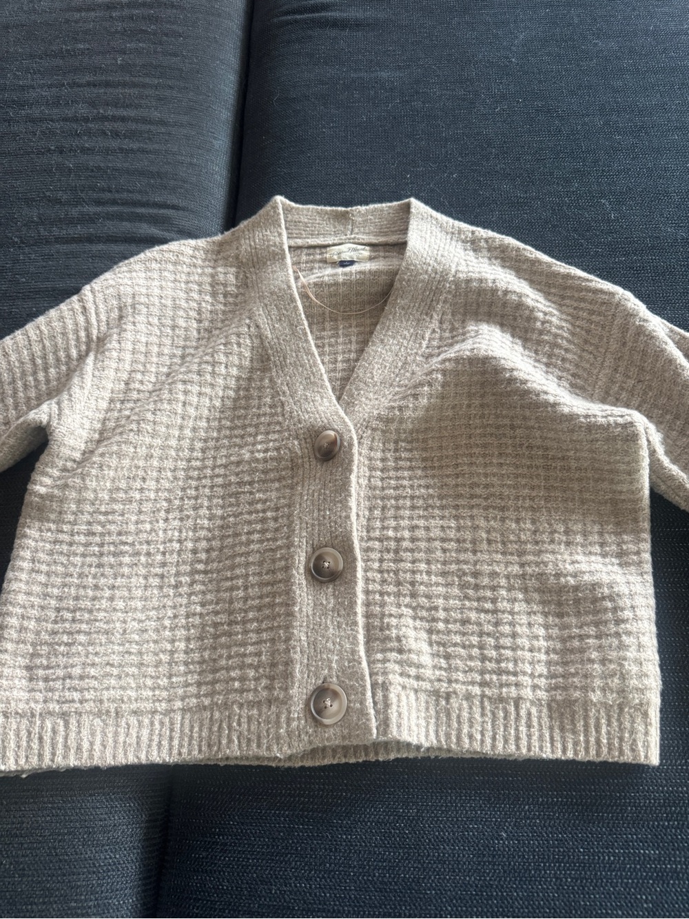 Universal Thread Taupe Waffle-Knit Button Cardigan - Picture 4 of 4